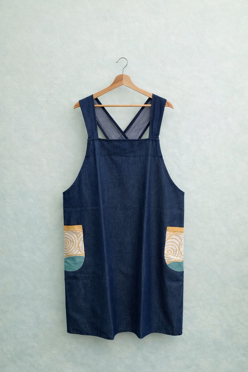 Denim Apron - Yellow Pocket