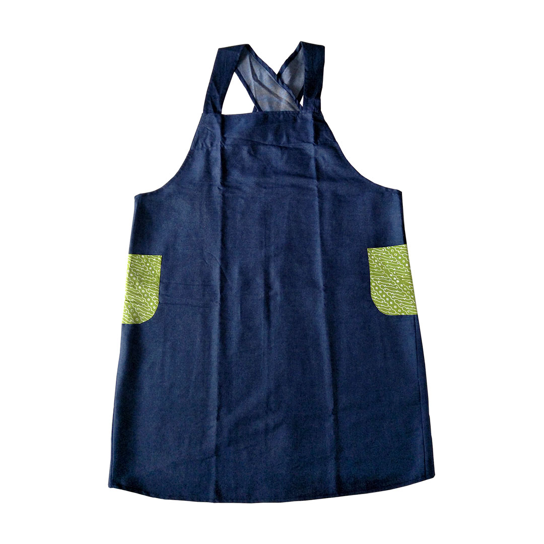 Padma Denim Apron Green Batik